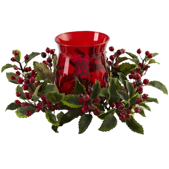 6.5&#x22; Red Holly Berry Candelabrum